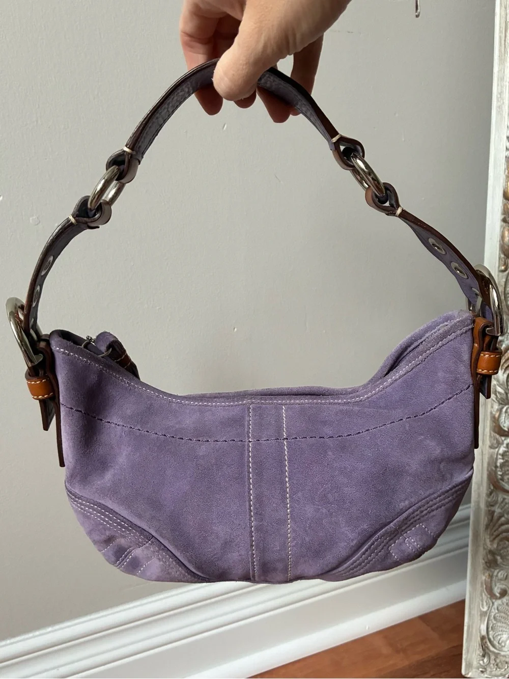 Coach Vintage Y2K Suede Leather Shoulder Bag, Purple, 8A14